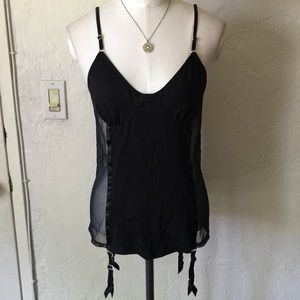 Only hearts black garter slip